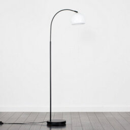 Valuelights Style Black Curved Stem Floor Lamp With Gloss White Arco Style Metal Dome Light Shade With Led Gls Bulb In Warm White - thumbnail 4
