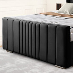 UKBEDFURNITURE Balmoral Wingback Black Plush Valvet Upholstered Bed Frame - Blackboard With 10 Inch Orthopedic Mattress - 48 Inch Headboard - thumbnail 3