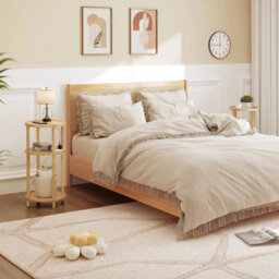 Round Side Table With Charging Station 3Tier Bamboo Sofa Table Bedside Table - thumbnail 5