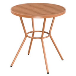 Terracotta Round Garden Bistro Table, Metal, Outdoor Dining, Weather Resistant - thumbnail 1