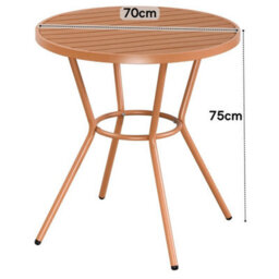 Terracotta Round Garden Bistro Table, Metal, Outdoor Dining, Weather Resistant - thumbnail 2