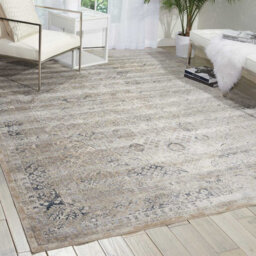 Ivory Blue Luxurious Traditional Floral Easy To Clean Rug For Dining Room Bed Room And Living Room-239Cm X 330Cm