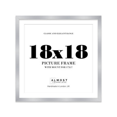 "18X18"" Silver Picture Frame - 18X18"" Square Frame With 17X17"" Mount For 18X18""/17X17"" Pictures Moderrn Style Thin Edge, 1 Pack" - image 1