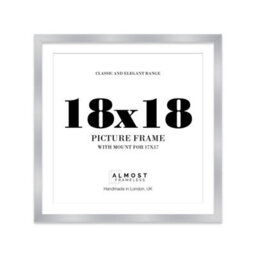 "18X18"" Silver Picture Frame - 18X18"" Square Frame With 17X17"" Mount For 18X18""/17X17"" Pictures Moderrn Style Thin Edge, 1 Pack" - thumbnail 1