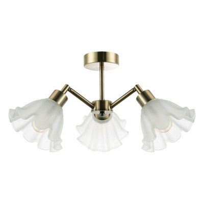 Happy Homewares Traditional Ceiling Light Fitting With Frosted Scallop Glass Shades - image 1