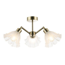 Happy Homewares Traditional Ceiling Light Fitting With Frosted Scallop Glass Shades - thumbnail 2
