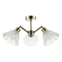 Happy Homewares Traditional Ceiling Light Fitting With Frosted Scallop Glass Shades - thumbnail 1