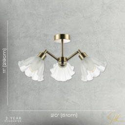 Happy Homewares Traditional Ceiling Light Fitting With Frosted Scallop Glass Shades - thumbnail 7