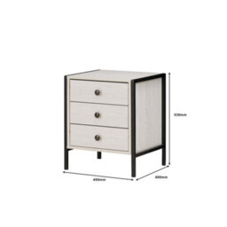 Alva White Oak 3 Drawer Bedside Table Chest Nightstand Bedroom Furniture Storage - thumbnail 3