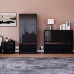 Lassic Vida Designs Glinton 3 Piece Black Fsc Bedroom Set - (8 Drawer Chest, 2 Door Wardrobe, 2 Drawer Bedside Chest) - thumbnail 1