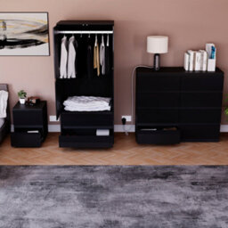 Lassic Vida Designs Glinton 3 Piece Black Fsc Bedroom Set - (8 Drawer Chest, 2 Door Wardrobe, 2 Drawer Bedside Chest) - thumbnail 3