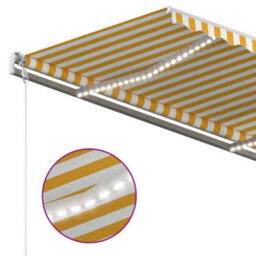 Berkfield Manual Retractable Awning With Led 450X350 Cm Yellow And White - thumbnail 5