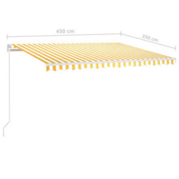 Berkfield Manual Retractable Awning With Led 450X350 Cm Yellow And White - thumbnail 7