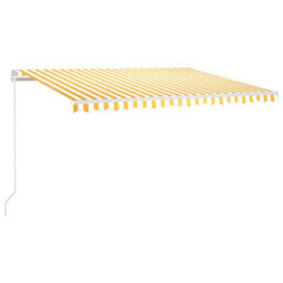 Berkfield Manual Retractable Awning With Led 450X350 Cm Yellow And White - thumbnail 2