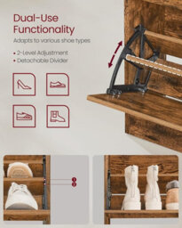 LEDREM Shoe Cabinet 3 Flip Doors, 4 Tier Shoe Rack, With 1 Open Compartment,for Narrow Entrance,rustic Brown - thumbnail 4
