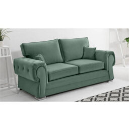 Chingford Plush Velvet Full Back 3 Seater Sofa Green