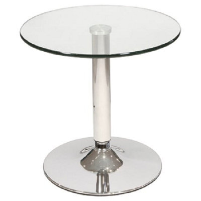 Furniture in Fashion Belize Round Clear Glass Bistro Side Table With Chrome Base