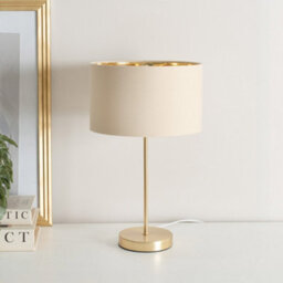 Valuelights Charles Gold Table Lamp With Metallic & Natural Shade