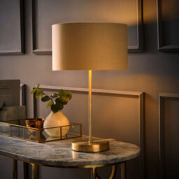 Valuelights Charles Gold Table Lamp With Metallic & Natural Shade - thumbnail 5