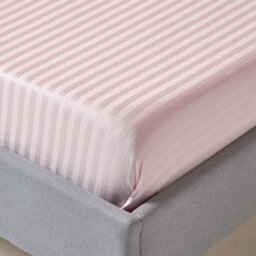 Homescapes Dusky Pink Violet Egyptian Cotton Satin Stripe Flat Sheet 330 Tc, Double - thumbnail 2
