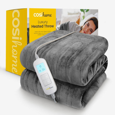 Cosi Home Fleece Electric Heated Throw - Grey - image 1