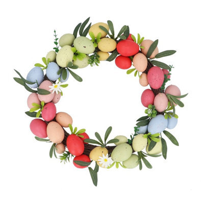 Gisela Graham Multicoloured Easter Egg Wreath, Rainbow Design, 44 X 9 Cm, Lightweight Decorative Wreath For Doors And Mantels