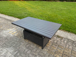 Fimous U-Shaped Garden Furniture Set 9-Seater Aluminium With Adjustable Rising Lifting Dining Table Dark Grey - thumbnail 4
