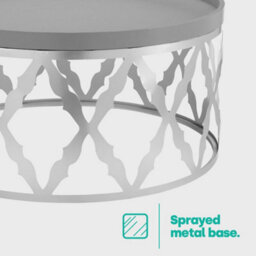 Livivo Round Coffee Table Silver Damask Frame Living Room Furniture - thumbnail 3