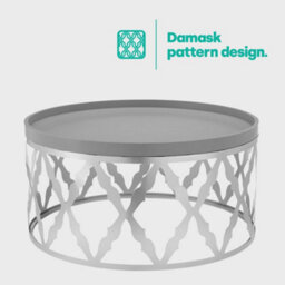 Livivo Round Coffee Table Silver Damask Frame Living Room Furniture - thumbnail 8