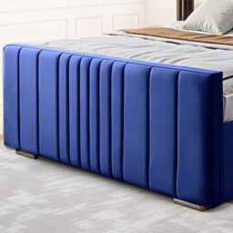 UKBEDFURNITURE Balmoral Wingback Blue Plush Valvet Upholstered Gas Lift Ottoman Storage Bed -  With 48 Inch Headboard - thumbnail 3