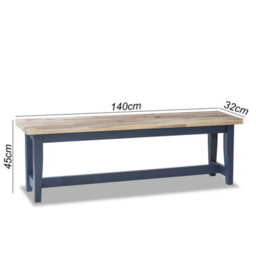 Statement Furniture Florence Solid Acacia Hardwood Dining Bench 140Cm - Navy Blue - thumbnail 2