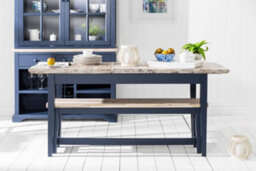 Statement Furniture Florence Solid Acacia Hardwood Dining Bench 140Cm - Navy Blue - thumbnail 7