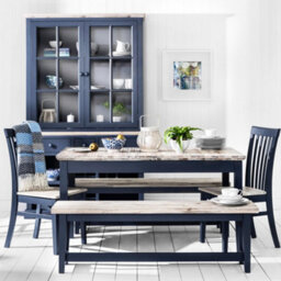 Statement Furniture Florence Solid Acacia Hardwood Dining Bench 140Cm - Navy Blue - thumbnail 6