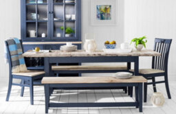 Statement Furniture Florence Solid Acacia Hardwood Dining Bench 140Cm - Navy Blue - thumbnail 8