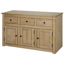 Mews Panama Sideboard 3 Door 3 Drawer Solid Pine Wood Waxed Oak Finish - thumbnail 3