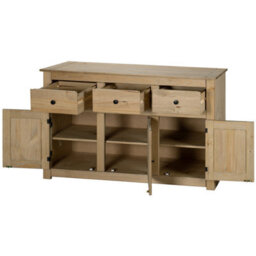 Mews Panama Sideboard 3 Door 3 Drawer Solid Pine Wood Waxed Oak Finish - thumbnail 2