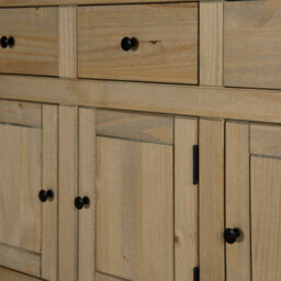Mews Panama Sideboard 3 Door 3 Drawer Solid Pine Wood Waxed Oak Finish - thumbnail 4