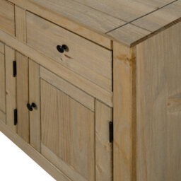 Mews Panama Sideboard 3 Door 3 Drawer Solid Pine Wood Waxed Oak Finish - thumbnail 5