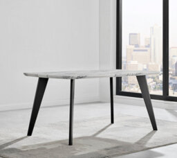 Furniturebox Andria Marble Effect Black Leg 6 Seater Dining Table For Luxury Modern Minimalist Industrial Dining Room - thumbnail 4