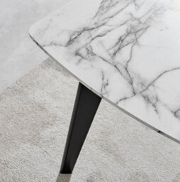 Furniturebox Andria Marble Effect Black Leg 6 Seater Dining Table For Luxury Modern Minimalist Industrial Dining Room - thumbnail 6