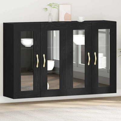 Berkfield Wall Mounted Cabinets 2 Pcs Black Oak 69,5X34X90 Cm Engineered Wood - image 1