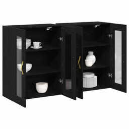 Berkfield Wall Mounted Cabinets 2 Pcs Black Oak 69,5X34X90 Cm Engineered Wood - thumbnail 3