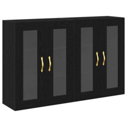 Berkfield Wall Mounted Cabinets 2 Pcs Black Oak 69,5X34X90 Cm Engineered Wood - thumbnail 2