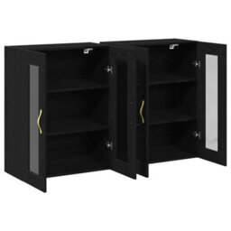 Berkfield Wall Mounted Cabinets 2 Pcs Black Oak 69,5X34X90 Cm Engineered Wood - thumbnail 5