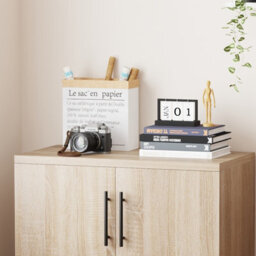MMT Funiture Designs 2 Door Locking Office Storage Cabinet Wooden Filing Cupboard Sonoma Oak - thumbnail 9