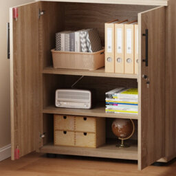 MMT Funiture Designs 2 Door Locking Office Storage Cabinet Wooden Filing Cupboard Sonoma Oak - thumbnail 6