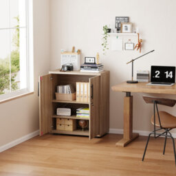 MMT Funiture Designs 2 Door Locking Office Storage Cabinet Wooden Filing Cupboard Sonoma Oak - thumbnail 4
