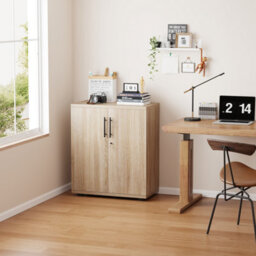 MMT Funiture Designs 2 Door Locking Office Storage Cabinet Wooden Filing Cupboard Sonoma Oak - thumbnail 3