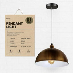 Ledsone Ceiling Pendant Light Fixtures 30Cm Yellow Brass Metal E27 - thumbnail 1