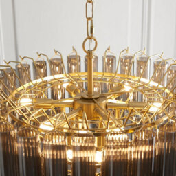 Loops Elegant Smokey Grey Glass Pendant Chandelier With Satin Brass Finish - thumbnail 6